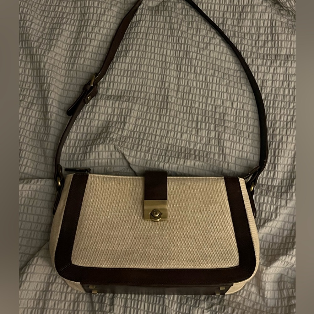 Etienne Canvas & Leather Shoulder Bag | Neutral Y2K Classic